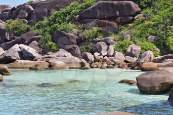 Bizarre smooth coastal rocks. Exotic Similan Islands in Thailand