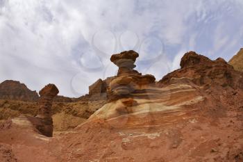Various and freakish forms of rocks in mountains of Eilat