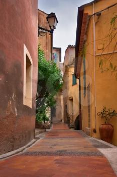  Narrow deserted street in medieval city