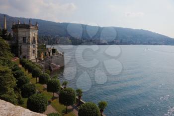 Magnificent seafront. Park on the island of Isola Bella on Lake Maggiore