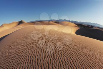 Sand dunes at Mesquite Flat, California. Gentle waves on the sand
