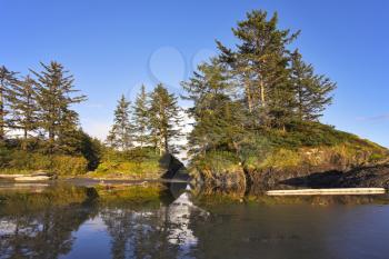  Small picturesque islands on an colossal sandy beach of Pacific coast of Canada