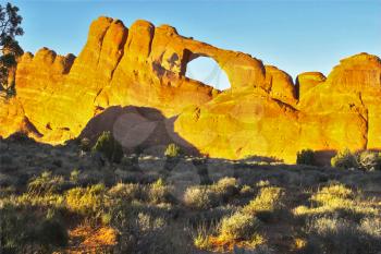  A fantastic landscape in National park  Arches  in the USA