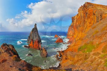  Pinnacles covered sunset. Eastern extremity of the island of Madeira in the Atlantic Ocean