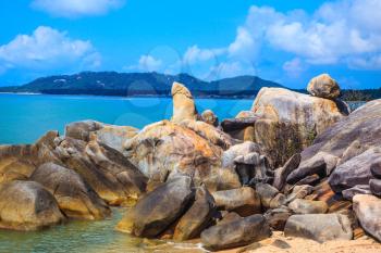 Koh Samui, Thailand. The famous group of stones on the beach of Lamai - Grandpa and Grandma.
