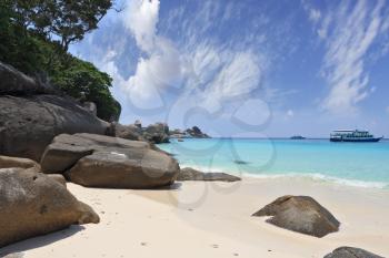 A romantic beach in the picturesque Similan Islands. Thailand, the spring
