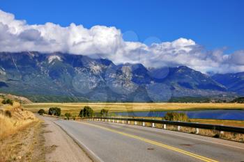 Patagonia. The longest road in Argentina Ruta 40 is laid parallel to the Andes of picturesque lakes and fields