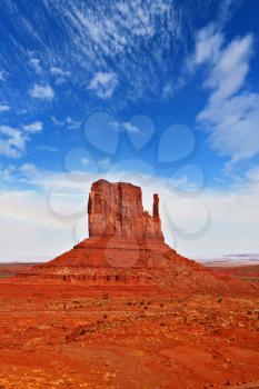  Magnificent cliffs - mitts of red sandstone. Magical landscape Monument Valley in Arizona