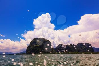 The islands - rocks in shallow water. Rest of the Andaman Sea. 