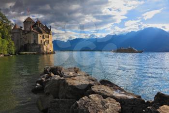 The beginning of autumn in Montreux, Switzerland. Lake Leman in fine weather