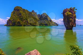 Bay in the Andaman Sea. James Bond Island in the shape of a vase. Wonderful holiday in Thailand