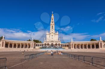 Catholic Cathedral, bell tower and colonnade in Fatima, Portugal