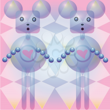 Royalty Free Clipart Image of Bubble Mice on an Abstract Background