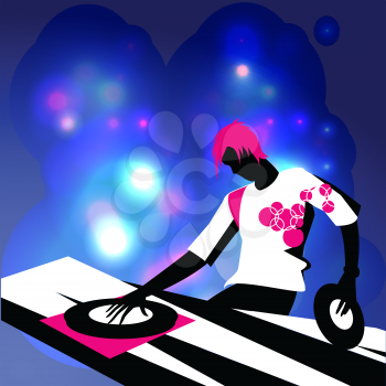 Royalty Free Clipart Image of a DJ Playing Music