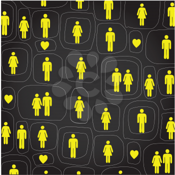 Royalty Free Clipart Image of a Pattern With Men and Women Symbols