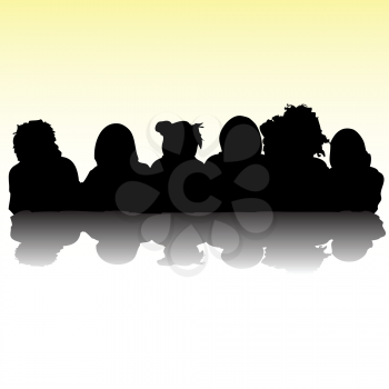 Royalty Free Clipart Image of Kids in Silhouette From the Chest Up