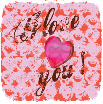 Royalty Free Clipart Image of a Grungy I Love You With a Heart in the Centre