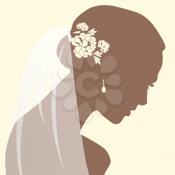 a beautiful woman portrait silhouette with bride veil