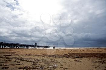 Royalty Free Photo of Seal Beach Pier After a Rain Storm