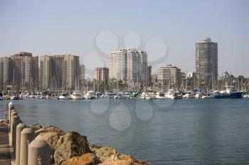 Royalty Free Photo of Boats Along the Shore of Long Beach California