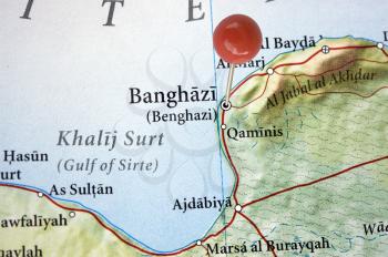Map with Banghazi Pinned.
