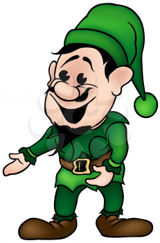 Royalty Free Clipart Image of an Elf in Green