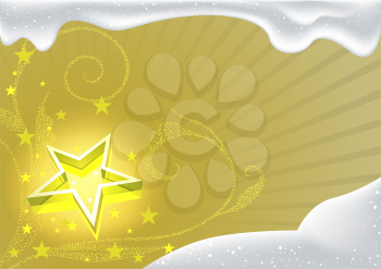 Royalty Free Clipart Image of a Star and Snow Background