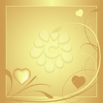 Royalty Free Clipart Image of a Gold Romantic Card