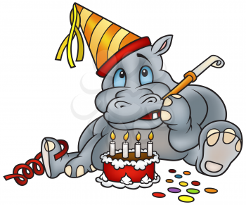 Royalty Free Clipart Image of a Partying Hippo