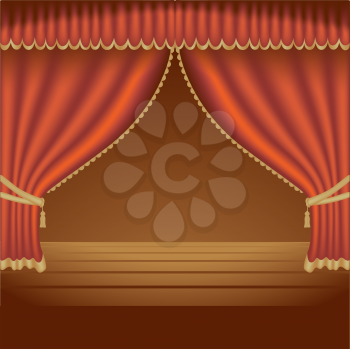 Royalty Free Clipart Image of Red Theatre Curtains