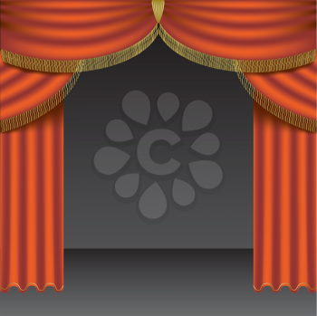 Royalty Free Clipart Image of Orange Theatre Curtains
