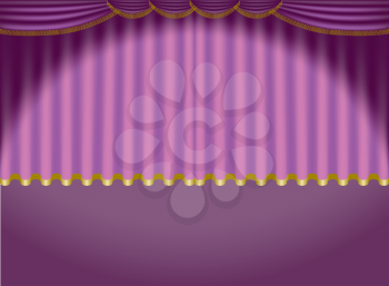 Royalty Free Clipart Image of Pink and Purple Theatre Curtains