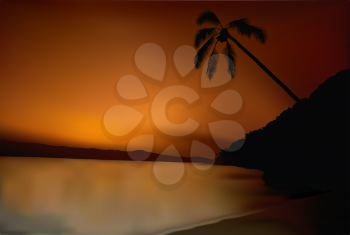 Royalty Free Clipart Image of a Tropical Sunset