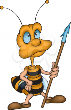 Royalty Free Clipart Image of a Wasp Holding a Stinger