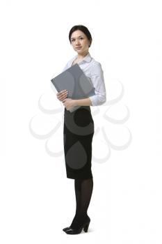 Royalty Free Photo of a Woman Holding a Laptop