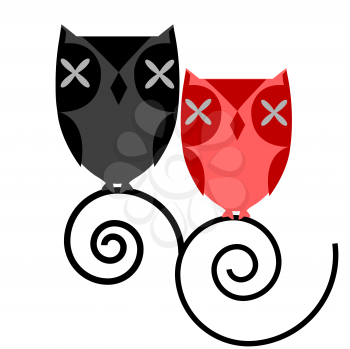 Royalty Free Clipart Image of a Couple of Owls