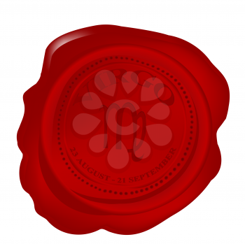 Royalty Free Clipart Image of a Wax Seal With a Virgo Zodiacal Symbol