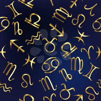 Royalty Free Clipart Image of a Background With Zodiac Signs