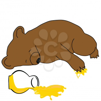 Sleeping bear with a jar of honey