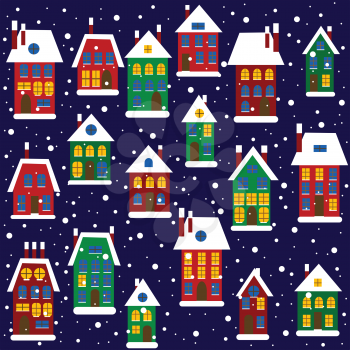 Christmas background with houses 