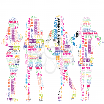 Women silhouettes patterned in advertisement template