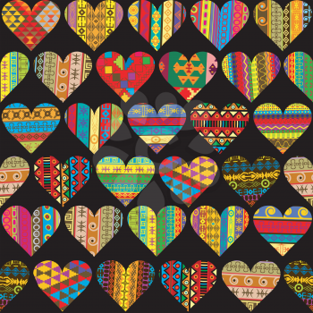 Patterned hearts collection, seamless background