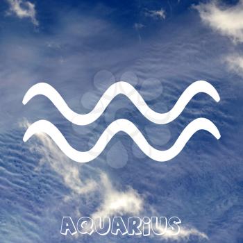 Aquarius zodiac sign on air element background