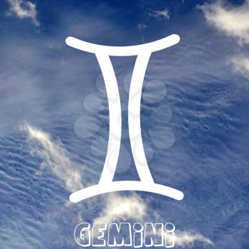 Gemini zodiac sign on air element background