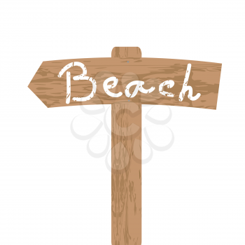 Wooden sign for Beach direction