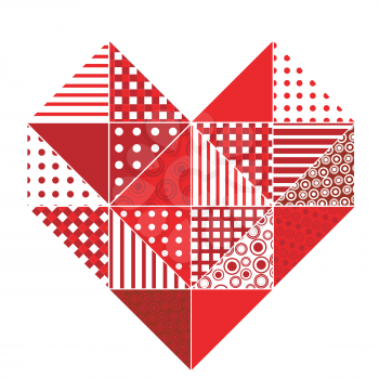 Abstract patchwork heart in triangle shapes
