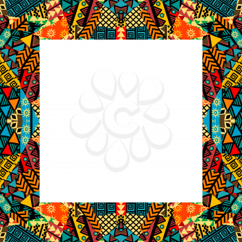 Colorful African ethnic motifs frame