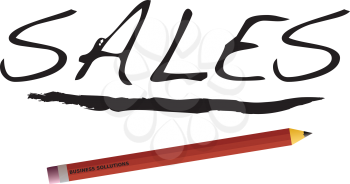 Royalty Free Clipart Image of the Word Sales and a Pencil
