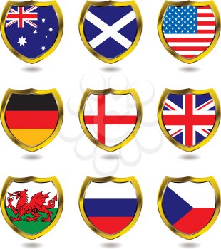 Royalty Free Clipart Image of Flag Shields