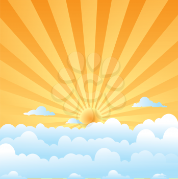 Royalty Free Clipart Image of Sun Shining Over Clouds